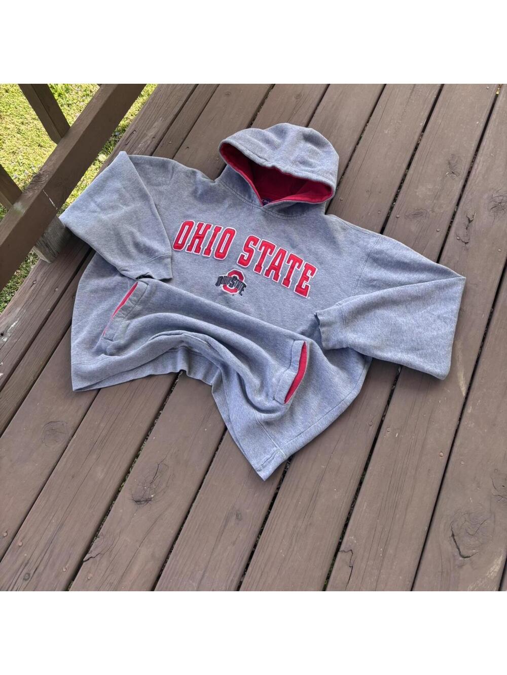 Ohio State Buckeyes Hoodie – Gray Champion Team Sweatshirt Men’s XXL 27x25